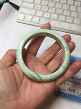 Load image into Gallery viewer, 56mm certified 100% natural Type A sunny green white jadeite bangle PD149-6261
