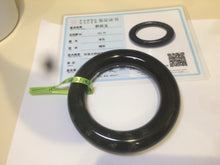 Load image into Gallery viewer, 58.2mm Certified 100% Natural dark green with light green fern frost chubby round cut nephrite Hetian Jade bangle HT101-0795
