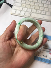 Load image into Gallery viewer, 56mm certified 100% natural Type A sunny green white jadeite bangle PD149-6261
