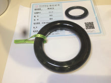 Load image into Gallery viewer, 58.2mm Certified 100% Natural dark green with light green fern frost chubby round cut nephrite Hetian Jade bangle HT101-0795
