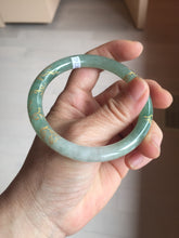Load image into Gallery viewer, 57.5mm 100% Natural type A light green white carved and golden-painted round cut Jadeite Jade bangle BP167-0276
