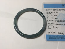 Load image into Gallery viewer, 54.5mm Certified Type A 100% Natural dark green/blue/gray with flying snow Guatemala slim round cut Jadeite bangle PD23-7366
