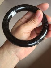 Load image into Gallery viewer, 62.5mm certified 100% Natural black(MO YU 墨玉) meteorite Stellar Night sky chubby round cut nephrite bangle HF120-8235
