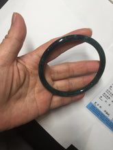 Load image into Gallery viewer, 63mm Certified Type A 100% Natural deep sea dark green/blue/black slim round cut Guatemala Jadeite bangle PC61-2067
