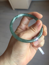 Load image into Gallery viewer, 55mm Certified Type A 100% Natural light green/blue slim round cut Guatemala Jadeite bangle PB31-5622
