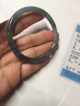 Load image into Gallery viewer, 54.5mm Certified Type A 100% Natural dark green/blue/gray with flying snow Guatemala slim round cut Jadeite bangle PD23-7366
