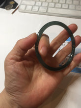 Load image into Gallery viewer, 63mm Certified Type A 100% Natural deep sea dark green/blue/black slim round cut Guatemala Jadeite bangle PC62-7020
