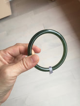 Load image into Gallery viewer, 62mm certified 100% Natural dark green black (碧玉) slim round cut nephrite Jade bangle HT108-0138
