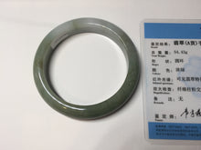 Load image into Gallery viewer, 57.4mm certified Type A 100% Natural dark green gray black white with floating seaweed Jadeite Jade bangle BS25-7689
