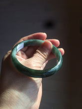 Load image into Gallery viewer, 54.9mm certified natural Type A oily dark green/white jadeite jade bangle AK76-3271
