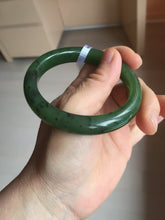 Load image into Gallery viewer, 57mm certified 100% Natural dark green black (碧玉) nephrite Jade bangle HT109-1574
