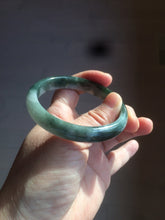 Load image into Gallery viewer, 54.9mm certified natural Type A oily dark green/white jadeite jade bangle AK76-3271
