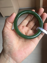 Load image into Gallery viewer, 57mm certified 100% Natural dark green black (碧玉) nephrite Jade bangle HT109-1574
