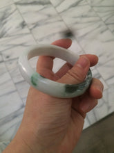 Load image into Gallery viewer, 60mm certified type A 100% Natural sunny green/dark green/white jadeite jade bangle BG25-1719
