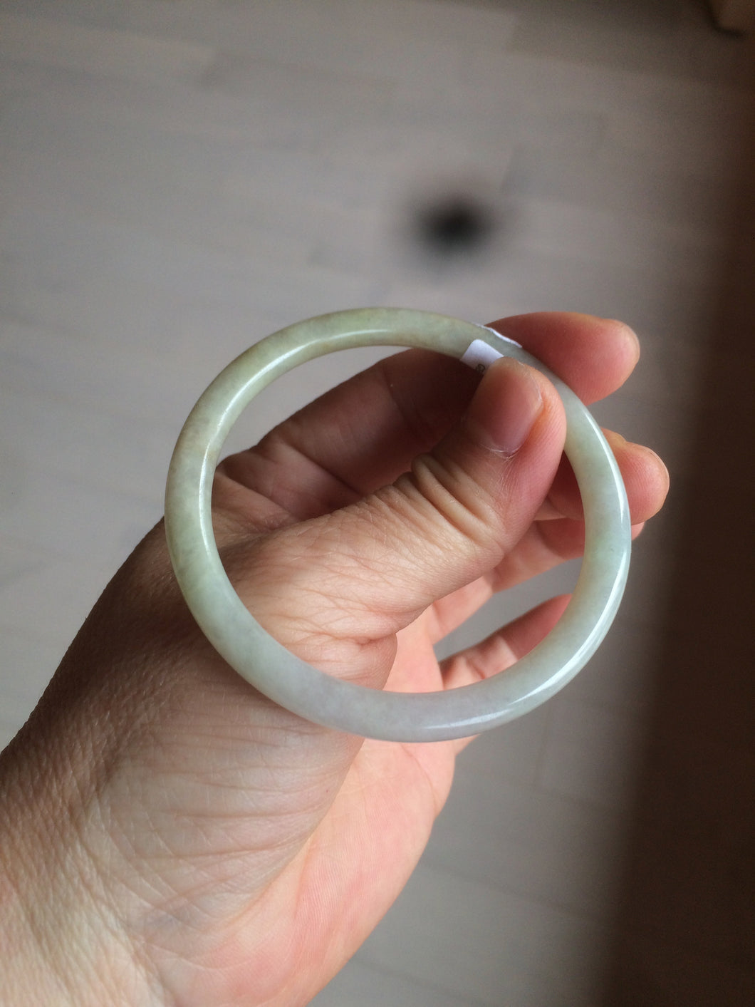 52.5mm certified Type A 100% Natural light green round cut/yellow Jadeite Jade bangle BF71-2525