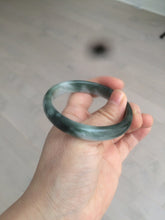 Load image into Gallery viewer, 54.9mm certified natural Type A oily dark green/white jadeite jade bangle AK76-3271
