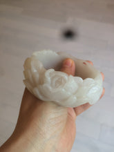 Load image into Gallery viewer, 卖了 61mm 100% natural light pale pink/gray Quartzite (Shetaicui jade) 3D carved Phoenix and Peony bangle XY18
