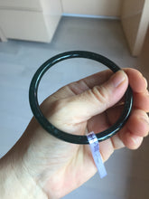 Load image into Gallery viewer, 61.5mm Certified Type A 100% Natural dark green/blue/gray Guatemala slim round cut Jadeite bangle PD22-4457
