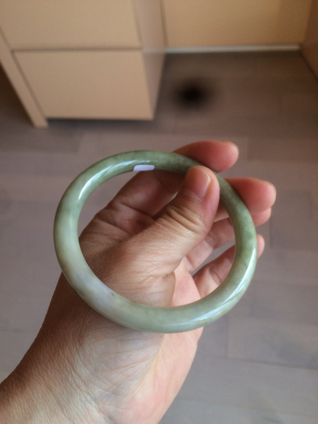 58.5mm 100% natural certified green/yellow/gray round cut jadeite jade bangle BK14-3294