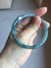 Load image into Gallery viewer, 54.5mm Certified Type A 100% Natural dark green/blue/gray with flying snow Guatemala slim round cut Jadeite bangle PD23-7366
