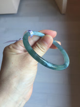 Load image into Gallery viewer, 54.5mm Certified Type A 100% Natural dark green/blue/gray with flying snow Guatemala slim round cut Jadeite bangle PD23-7366
