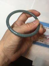 Load image into Gallery viewer, 57.5mm Certified Type A 100% Natural icy watery deep sea dark green/blue/gray/black Guatemala slim round cut Jadeite bangle PC65-7040
