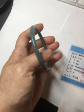Load image into Gallery viewer, 57.5mm Certified Type A 100% Natural icy watery deep sea dark green/blue/gray/black Guatemala slim round cut Jadeite bangle PC65-7040
