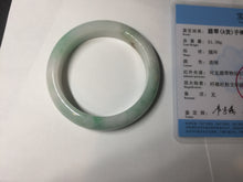 Load image into Gallery viewer, 53mm 100% natural certified sunny green/white(白底青) jadeite jade bangle BK81-5255
