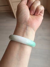 Load image into Gallery viewer, 53mm 100% natural certified sunny green/white(白底青) jadeite jade bangle BK81-5255
