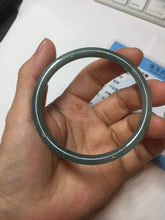 Load image into Gallery viewer, 55.5mm Certified Type A 100% Natural icy watery deep sea dark green/ blue/ gray/ black Guatemala slim round cut Jadeite bangle PC66-7043

