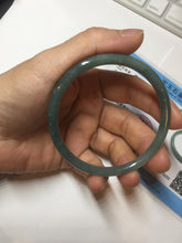 Load image into Gallery viewer, 55.5mm Certified Type A 100% Natural icy watery deep sea dark green/ blue/ gray/ black Guatemala slim round cut Jadeite bangle PC66-7043
