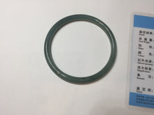 Load image into Gallery viewer, 55.5mm Certified Type A 100% Natural icy watery deep sea dark green/ blue/ gray/ black Guatemala slim round cut Jadeite bangle PC66-7043
