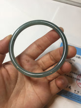 Load image into Gallery viewer, 55.5mm Certified Type A 100% Natural icy watery deep sea dark green/ blue/ gray/ black Guatemala slim round cut Jadeite bangle PC66-7043

