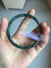 Load image into Gallery viewer, 61.5mm Certified Type A 100% Natural dark green/blue/gray with flying snow Guatemala slim round cut Jadeite bangle PD21-4459
