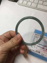 Load image into Gallery viewer, 55.5mm Certified Type A 100% Natural icy watery deep sea dark green/ blue/ gray/ black Guatemala slim round cut Jadeite bangle PC66-7043
