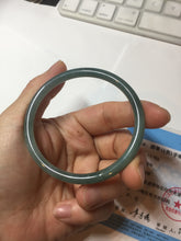 Load image into Gallery viewer, 55.5mm Certified Type A 100% Natural icy watery deep sea dark green/ blue/ gray/ black Guatemala slim round cut Jadeite bangle PC66-7043
