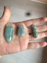 Load image into Gallery viewer, 100% Natural type A dark green/gray Jadeite Jade bamboo shoot/lotus pod/Four Seasons Fortune Bean pendant AX31
