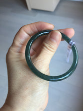Load image into Gallery viewer, 52mm Certified Type A 100% Natural dark green/blue/gray Guatemala slim round cut Jadeite bangle PD19-4449
