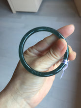 Load image into Gallery viewer, 52mm Certified Type A 100% Natural dark green/blue/gray Guatemala slim round cut Jadeite bangle PD19-4449
