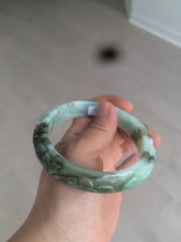 Load image into Gallery viewer, 62.8mm Certified Type A 100% Natural sunny green/brown/black vintage style with carved flowers Jadeite Jade bangle AY30-7564
