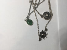 Load image into Gallery viewer, Layered Necklace with Natural Type A sunny green Jadeite Bead, Sun &amp; Mandala Pendant, Boho Minimalist Good Luck Jewelry Gift for Her PA66
