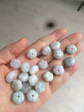 Load image into Gallery viewer, 12.7mm 100% natural light green/purple carved lotus jadeite jade beads (supply) AX30
