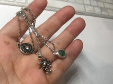 Load image into Gallery viewer, Layered Necklace with Natural Type A sunny green Jadeite Bead, Sun &amp; Mandala Pendant, Boho Minimalist Good Luck Jewelry Gift for Her PA66
