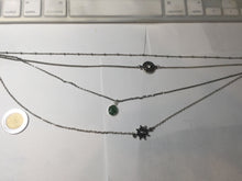 Load image into Gallery viewer, Layered Necklace with Natural Type A sunny green Jadeite Bead, Sun &amp; Mandala Pendant, Boho Minimalist Good Luck Jewelry Gift for Her PA66
