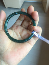 Load image into Gallery viewer, 56mm Certified Type A 100% Natural dark green/blue/gray Guatemala slim round cut Jadeite bangle PD16-4447
