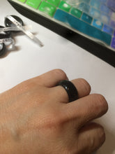 Load image into Gallery viewer, 100% natural type A black (乌鸡翡翠)  jadeite jade band ring AQ65
