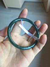 Load image into Gallery viewer, 56mm Certified Type A 100% Natural dark green/blue/gray Guatemala slim round cut Jadeite bangle PD16-4447
