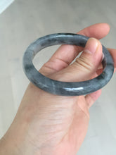 Load image into Gallery viewer, 52.4mm Certified 100% natural Type A black/white oval jadeite jade bangle AF93-2676
