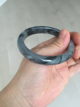 Load image into Gallery viewer, 52.4mm Certified 100% natural Type A black/white oval jadeite jade bangle AF93-2676
