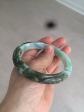 Load image into Gallery viewer, 62.3mm Certified Type A 100% Natural sunny green/brown/black vintage style with carved flowers Jadeite Jade bangle AY29-7566
